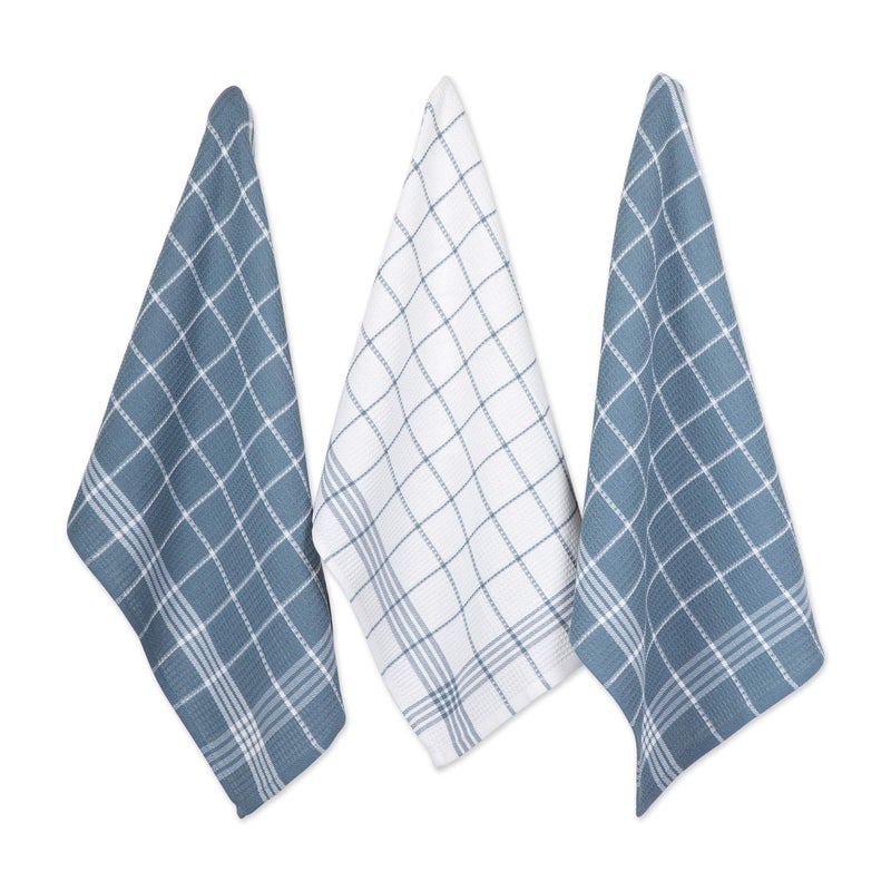 DII Waffle Weave Kitchen Collection, 100% Cotton, Kitchen Set, Blue 8 Piece - Image 2